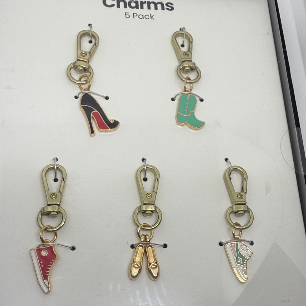 Gold and Multicolor Shoe Charm Keychain Set 5 Pack NWT